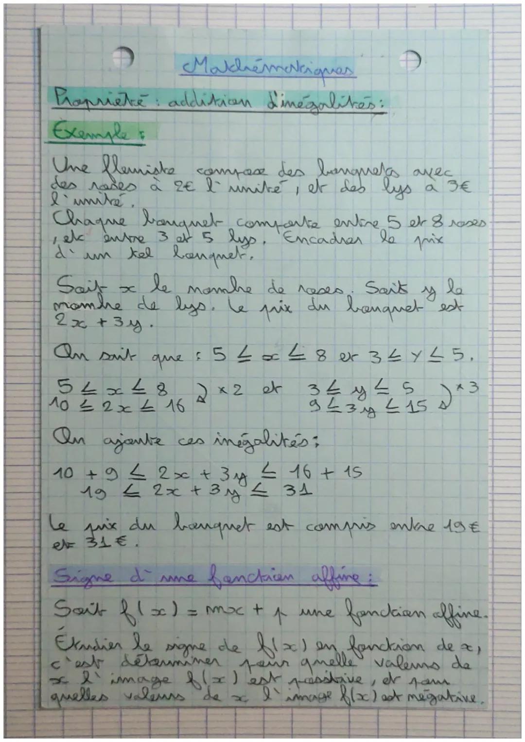 Mathématiques

Fantians affines:

Definitions:

Une fanctian $f$ est affine laroque l' com seut
écrire $f(x) = msx + 1$, avec $m$ et $1$ des