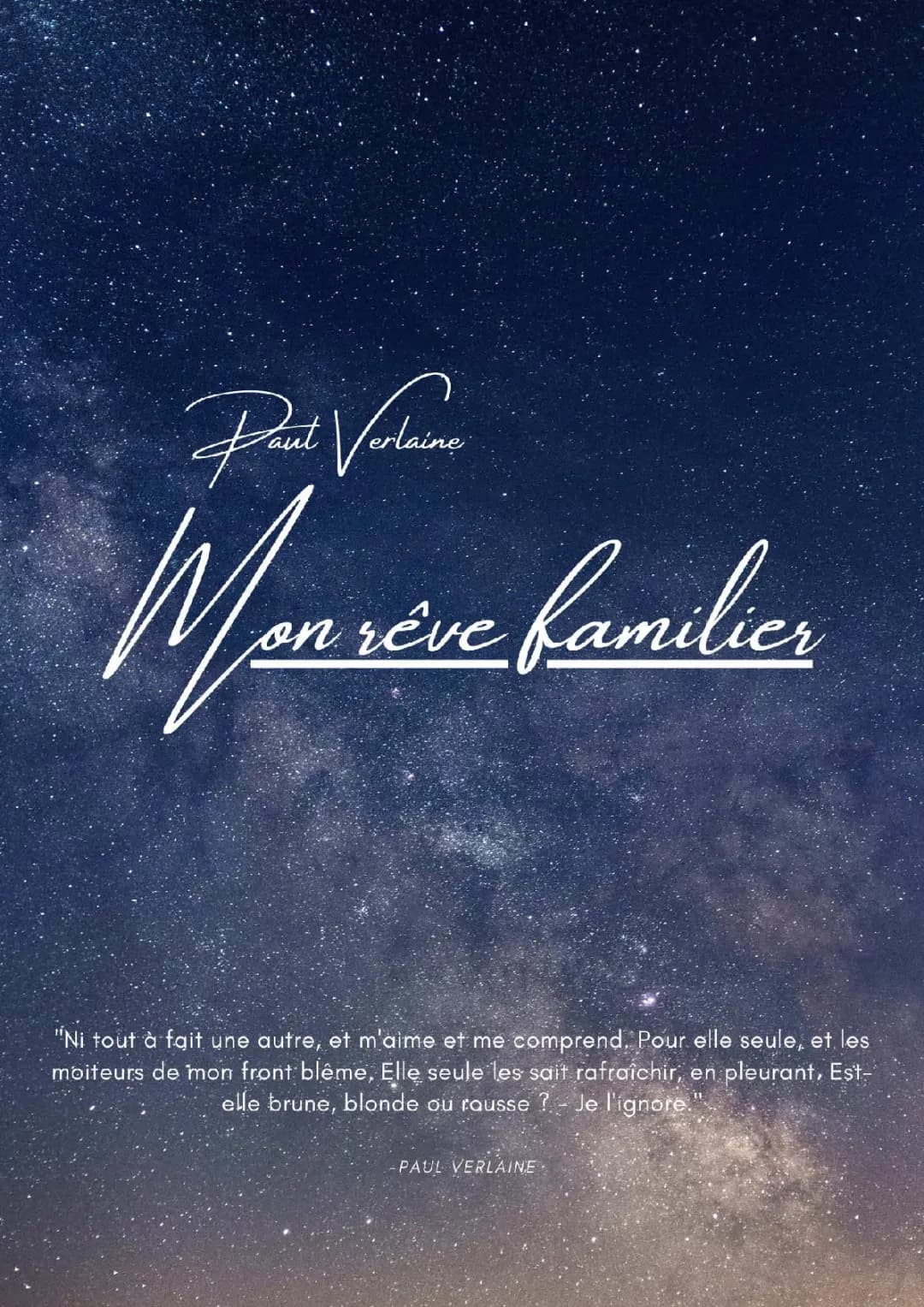 Mon rêve familier analyse 4ème, Poème, PDF et Correction