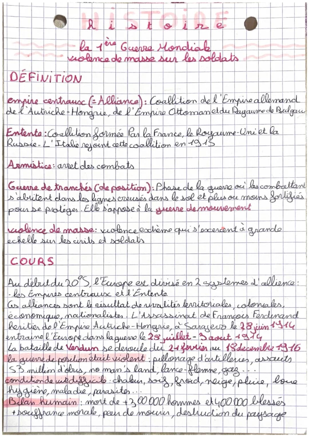 hi
stoire
la 1ère Guerre Mondial
colence de masse sur les soldats
DÉFINITION
empire centraux (= Alliance): Coalition de l'Empire allemand
de