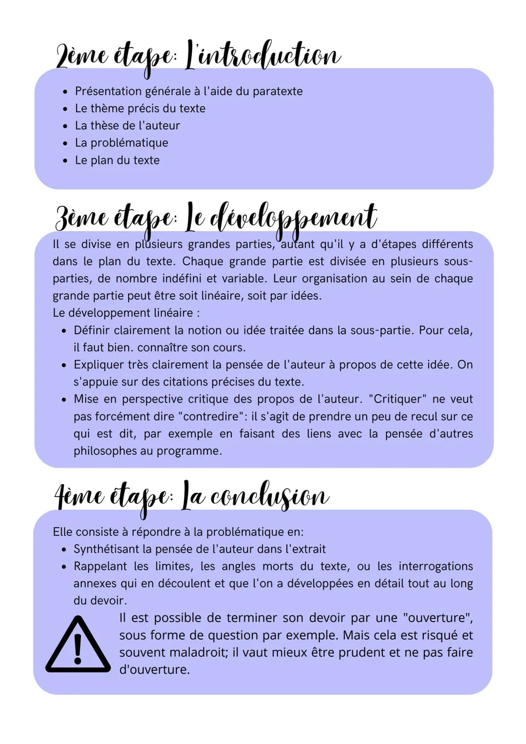 Explication de texte
Principe de l'exercice
Expliquer et analyser un texte philosophique, en partant du principe que son
sens n'est pas tran