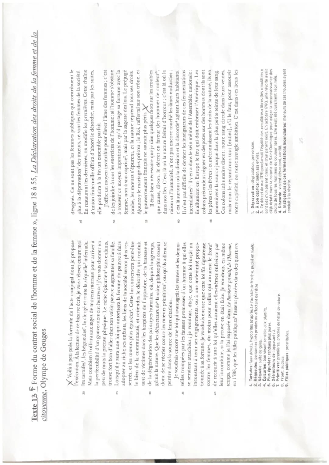 13
Contrat social
Olympe de Gouge, DDFC, 1791
Introduction:
X
L'extrait étudié appartient à un court essai intitulé Forme du contrat
social 