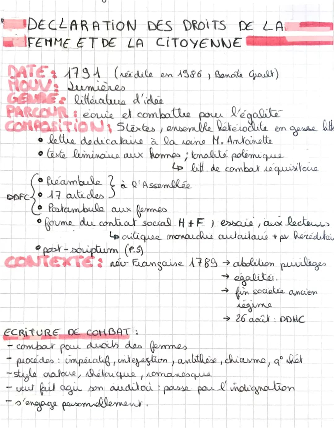 Déclaration des droits de la femme et de la citoyenne PDF - Résumé et Analyse