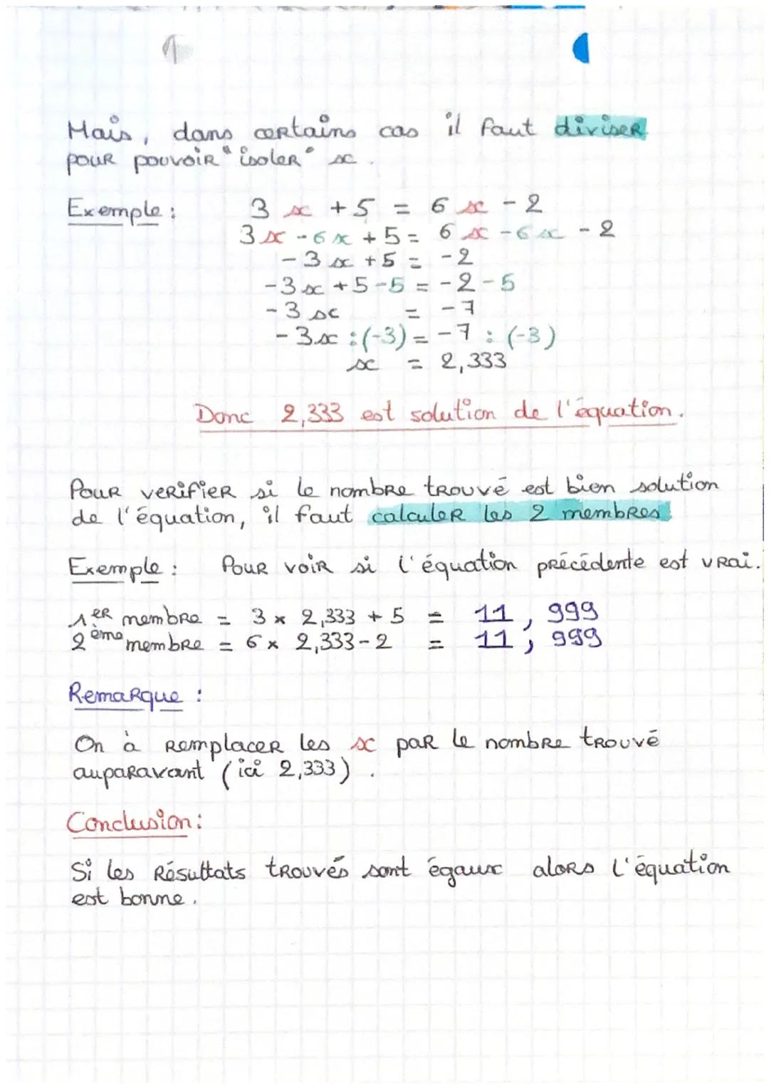 MATHS
Les équations
Une équation est une expression dans laquelle il ya
toujours :
signe égale
c'est une
Lettre qui
。 un
。 une inconnue :
Si