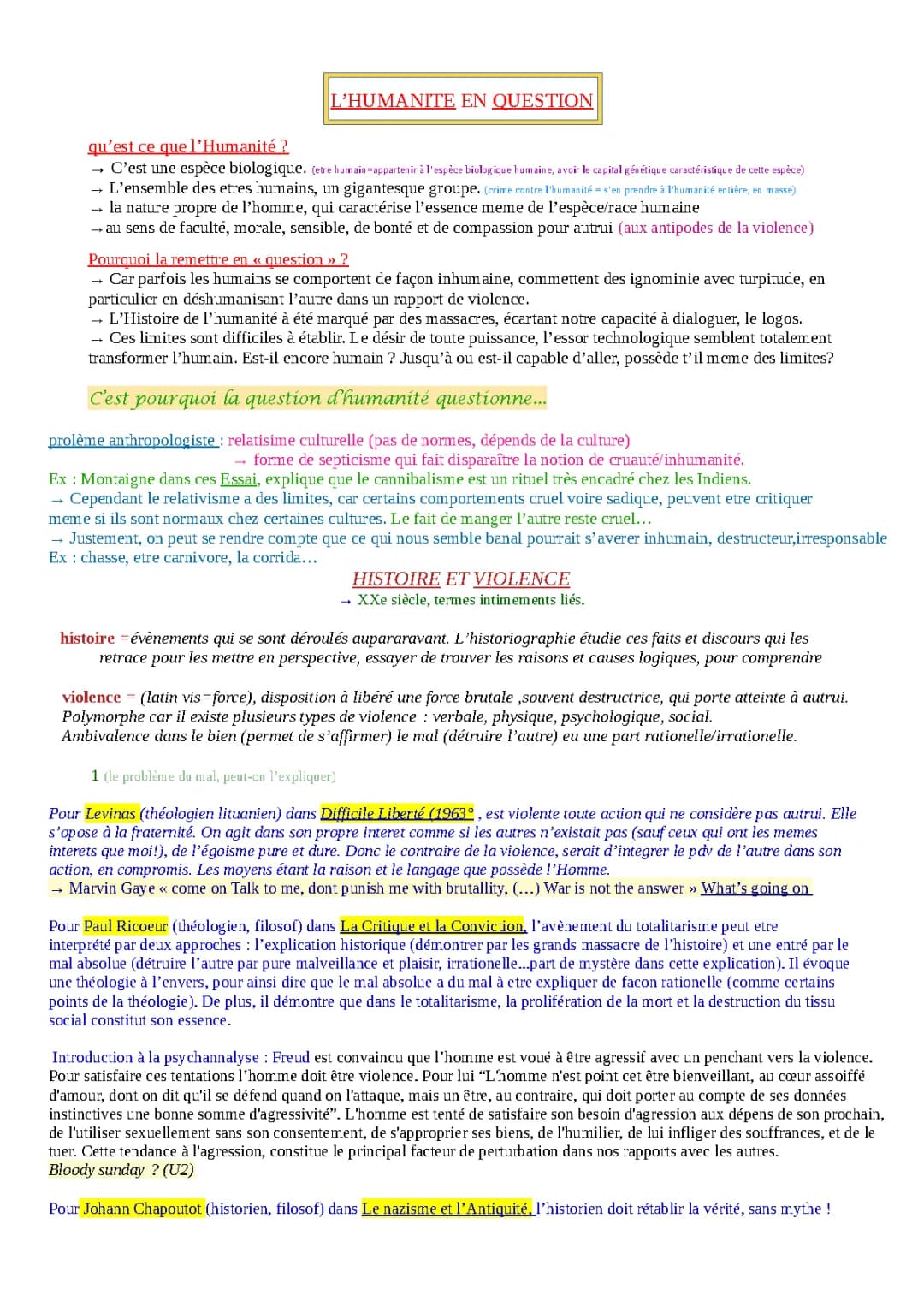 l’humanité en question