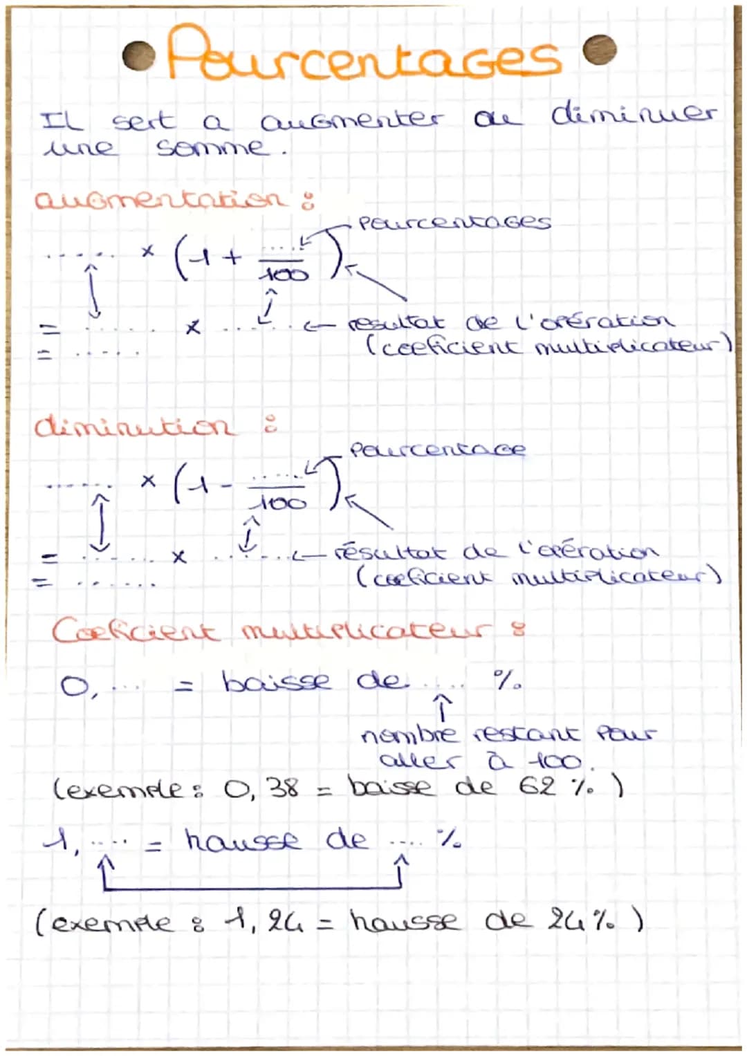 IL sert a
line
15 17
augmentation :
Ĵ
Î
Pourcentages
augmenter
x
O,
somme.
X
diminution :
(++++)
100
î
X
(^-
X
T
î
100
<- resultat de l'opér