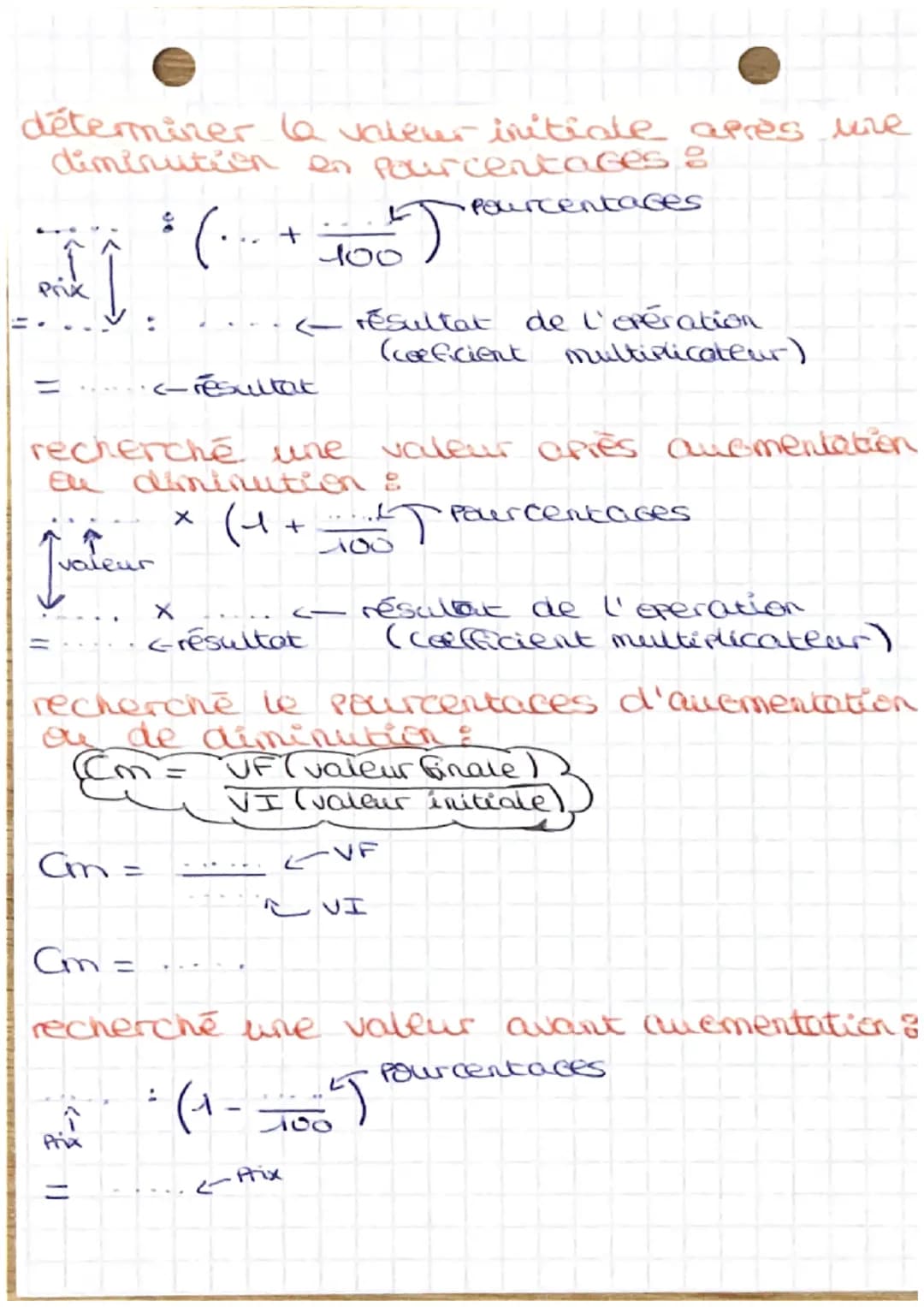 IL sert a
line
15 17
augmentation :
Ĵ
Î
Pourcentages
augmenter
x
O,
somme.
X
diminution :
(++++)
100
î
X
(^-
X
T
î
100
<- resultat de l'opér