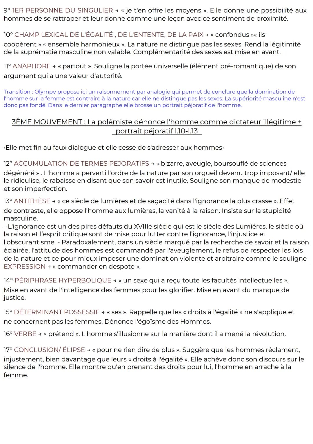 français
ANALYSE LINÉAIRE
Olympe de Gouges, la Déclaration des droits de la femme et de la citoyenne,
Homme, es-tu capable ... ?, 1791
texte