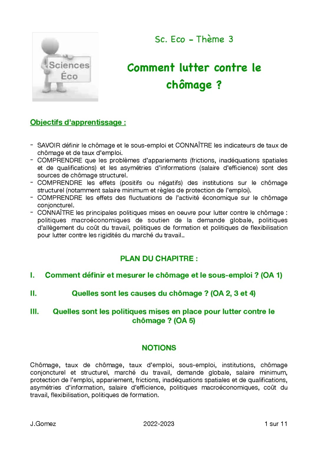 Comment lutter contre le chômage SES terminale 
