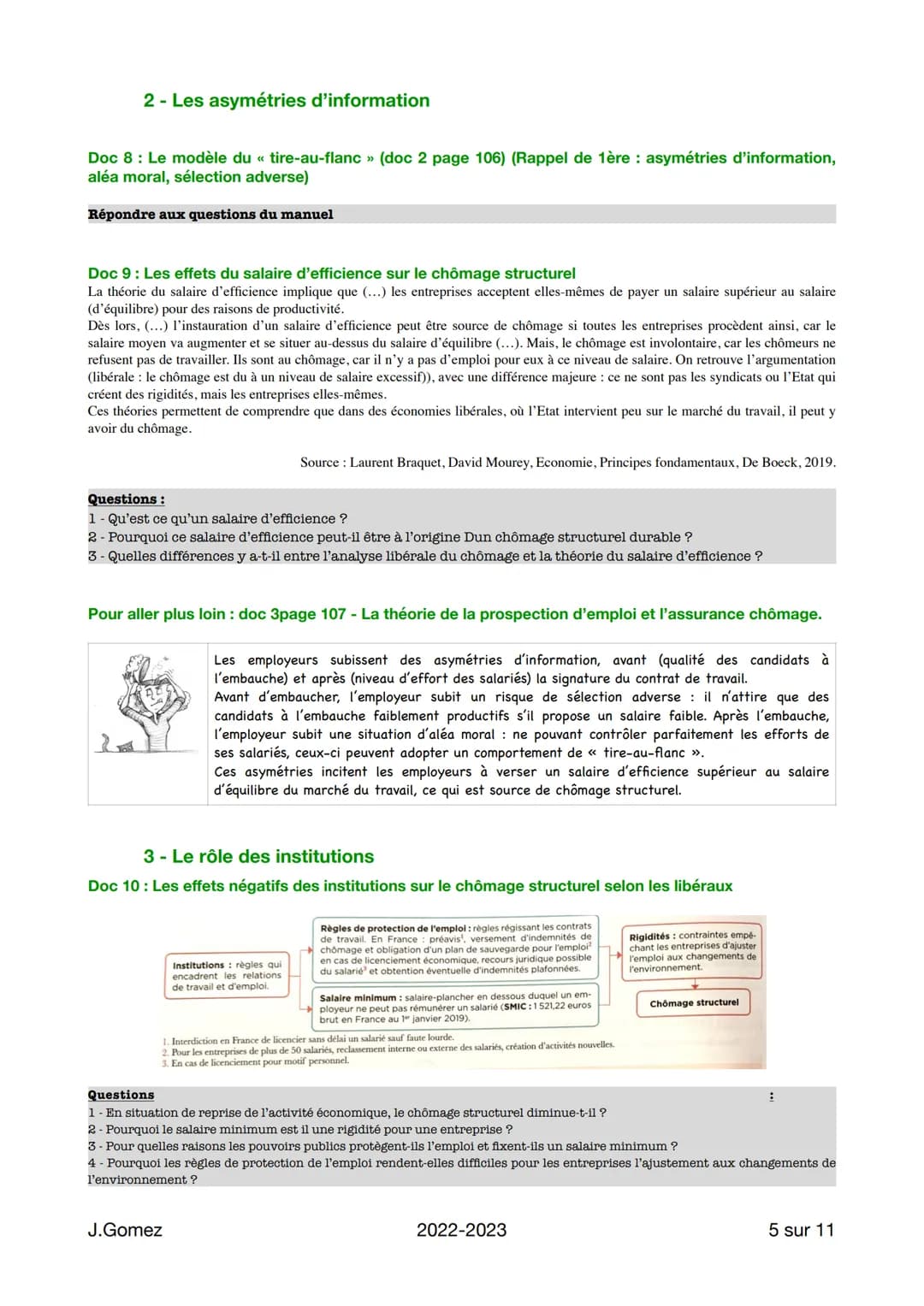 Objectifs d'apprentissage:
-
I.
Sciences
Éco
II.
COMPRENDRE les effets (positifs ou négatifs) des institutions sur le chômage
structurel (no