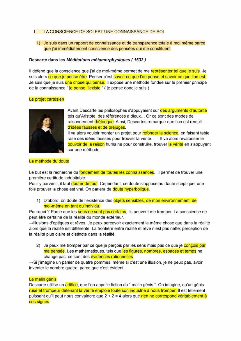 DÉFINITIONS
La conscience
conscience psychologique: capacité à se rendre compte de soi et de ce qui se passe hors
de soi. Le but est de pouv