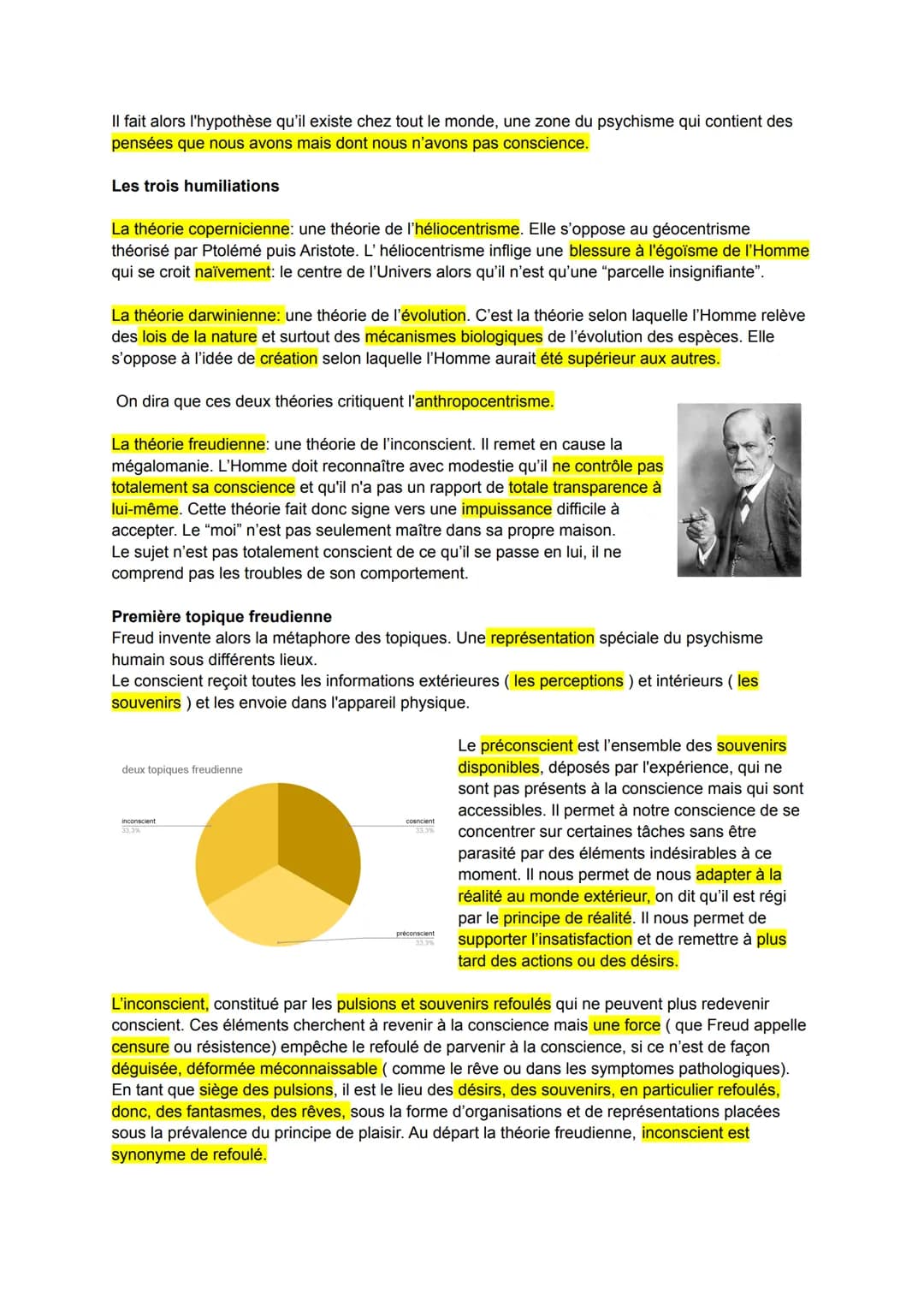 DÉFINITIONS
La conscience
conscience psychologique: capacité à se rendre compte de soi et de ce qui se passe hors
de soi. Le but est de pouv