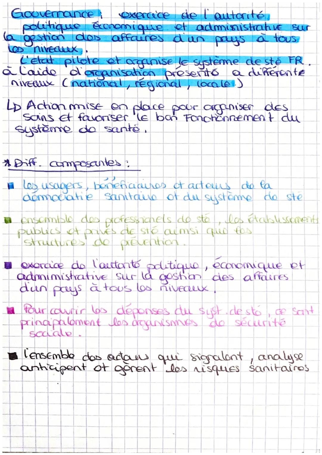 P
Système de santó
M
Def: Ensemble des moyens
- financier
- matériel
- institutionel
- humaim
- activités
visant à améliorer, rétablir la sa