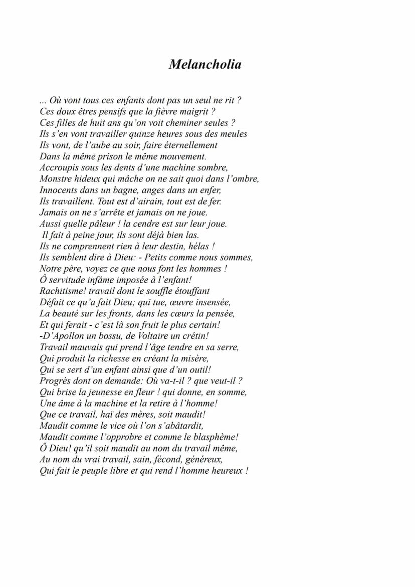 Analyse « Melancholia »
Introduction: Victor Hugo est le
principal acteur du romantisme. Auteur
engagé et militant, il dénonce le sort des
m