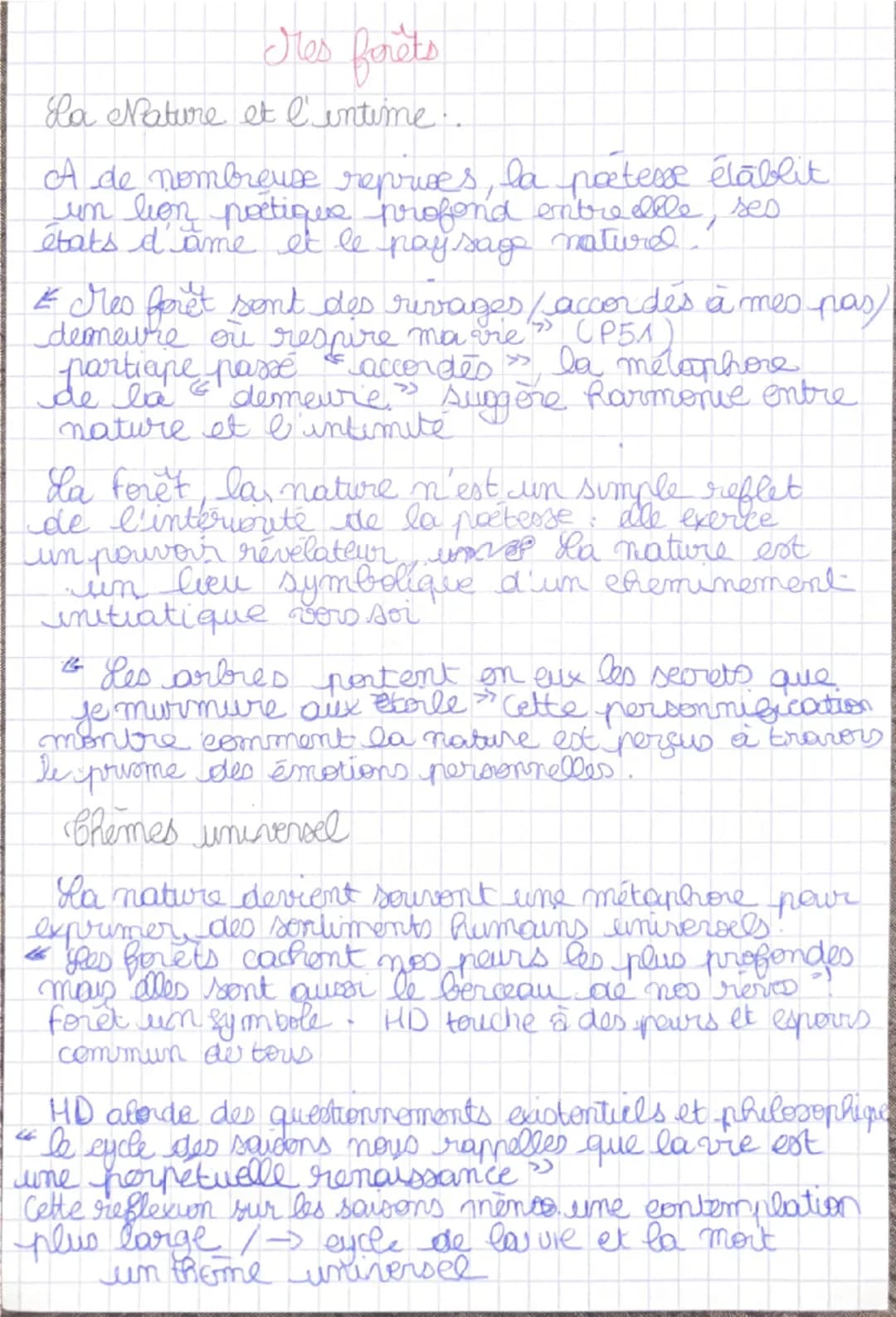 res forêts
La Nature et l'intime...
A de nombreuse reprises, la poetesse établit
un bon poétique profond entre elle, ses
états d'ame et le p