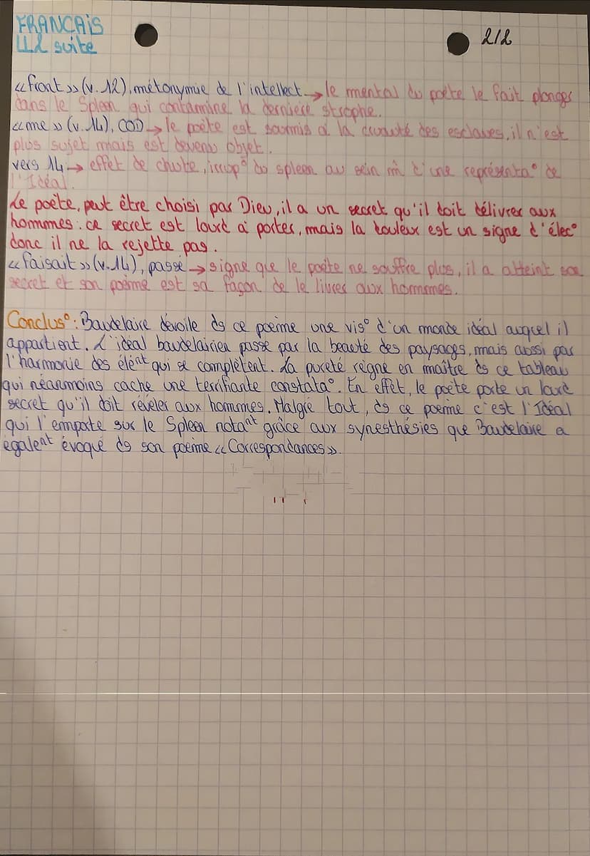 La vie antérieure, Baudelaire
мов
Vu TB
Intro: Auteux: Baudelaire est un poète moderne et incompris du XIX s, il
s'inspire fortent des Roman