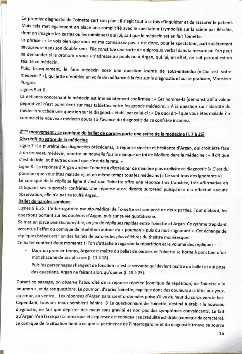 Molière, Le Malade imaginaire - Acte III, scène 10: La scène du poumon / CORRECTION
Texte 2
Introduction
[Présentation de l'auteur et de l'œ