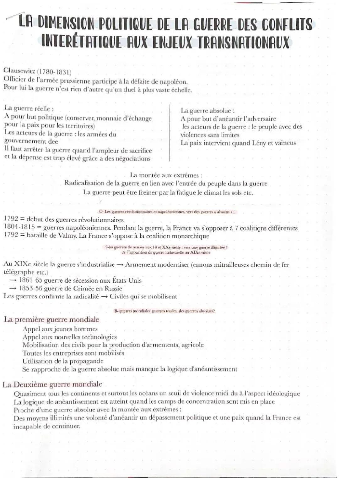  La dimension politique de la guerre des conflits interétatique aux enjeux transnationaux 