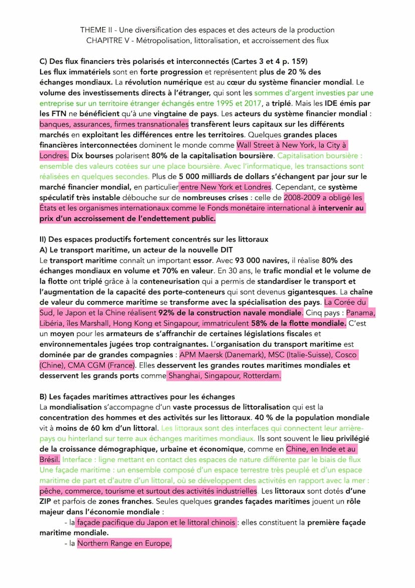 THEME II - Une diversification des espaces et des acteurs de la production
CHAPITRE V - Métropolisation, littoralisation, et accroissement d