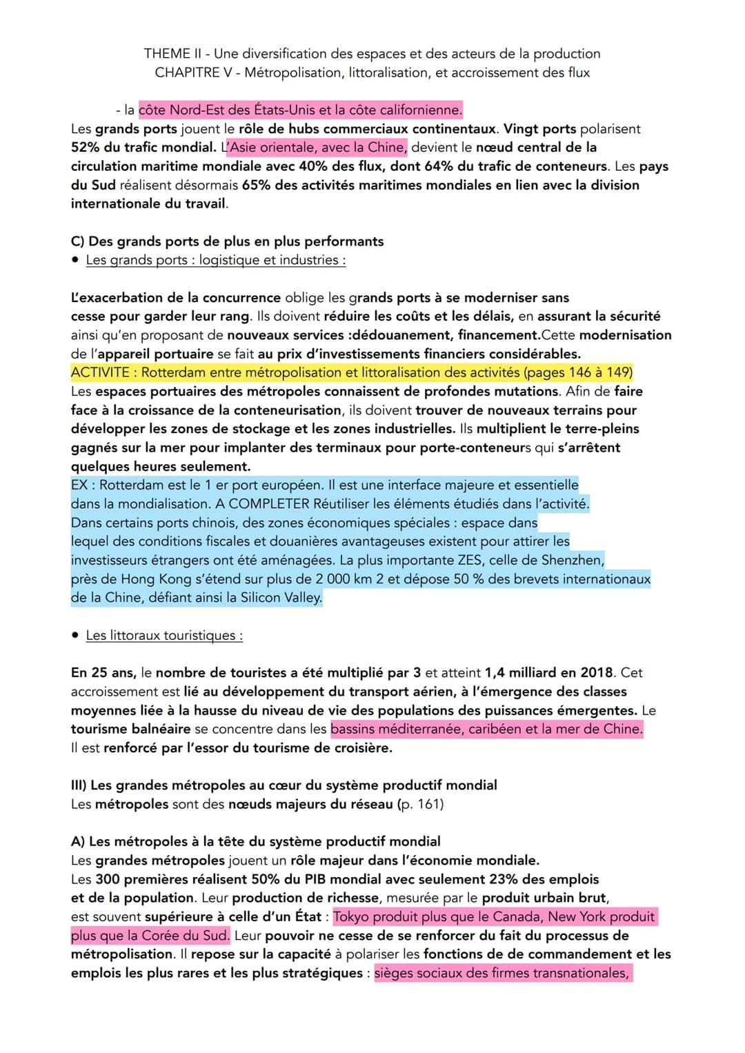THEME II - Une diversification des espaces et des acteurs de la production
CHAPITRE V - Métropolisation, littoralisation, et accroissement d