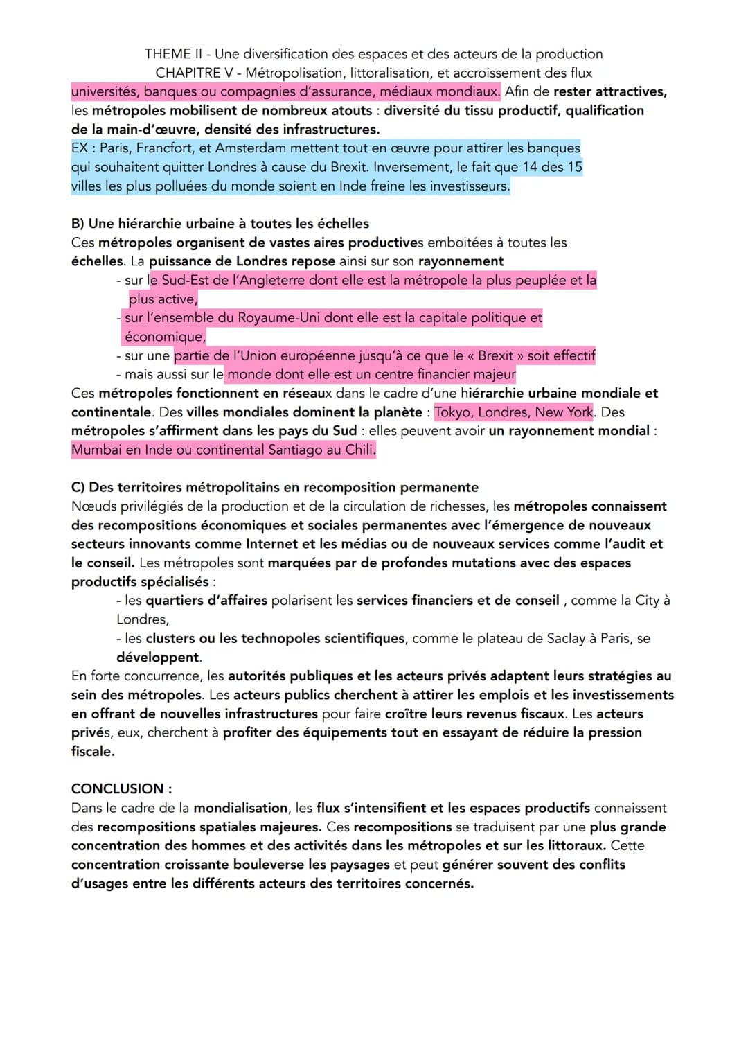 THEME II - Une diversification des espaces et des acteurs de la production
CHAPITRE V - Métropolisation, littoralisation, et accroissement d