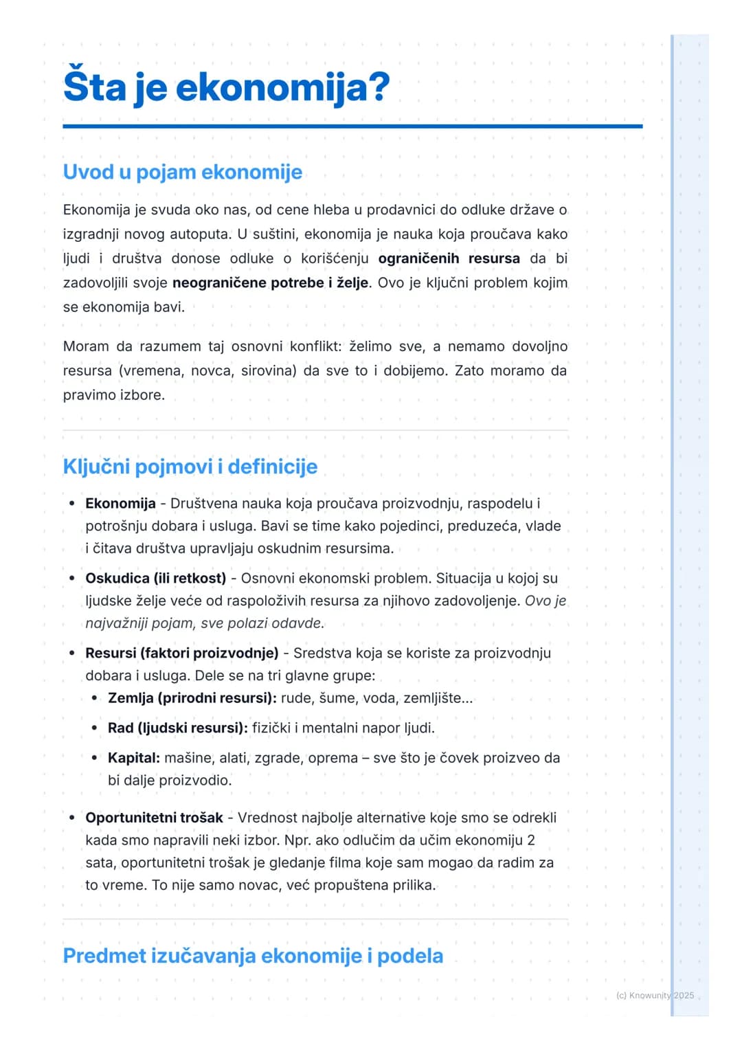 # Šta je ekonomija?

Uvod u pojam ekonomije

Ekonomija je svuda oko nas, od cene hleba u prodavnici do odluke države o
izgradnji novog autop