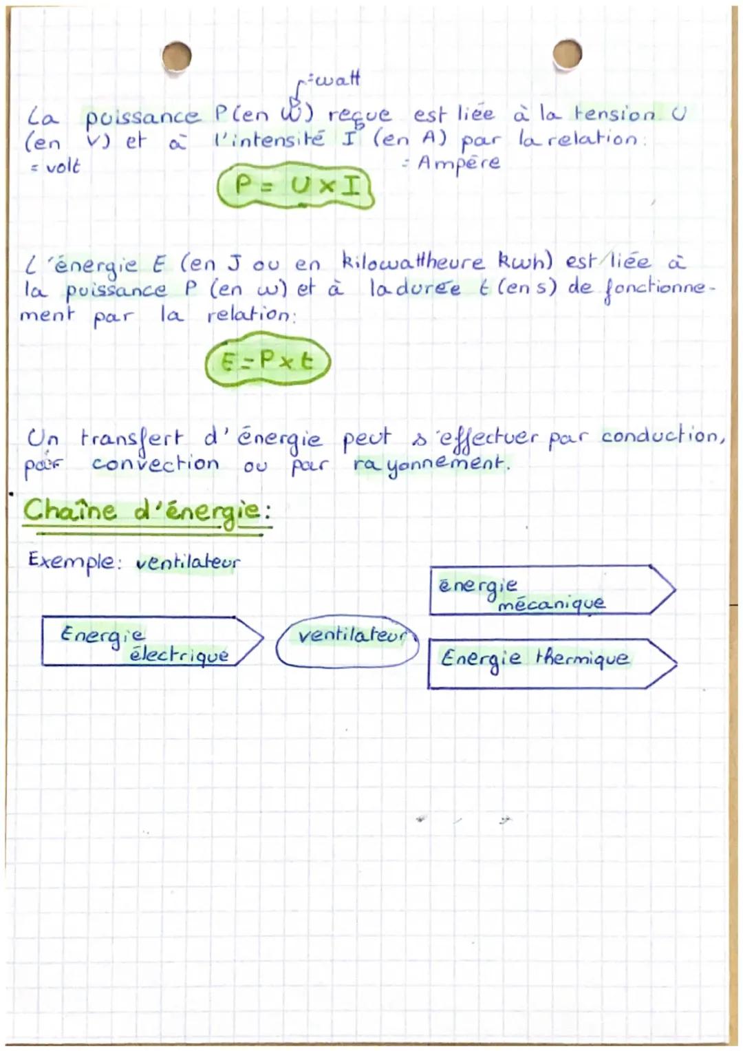 # physiques

Les energies:

L'énergie correspond au travail d'une force qui s'exerce
sur une certaine distance. Elle s'exprime en joole(J)
L