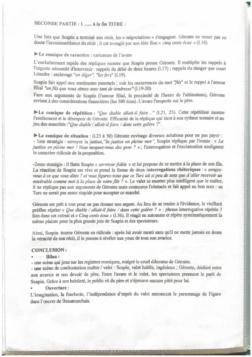 «Théâtre et stratagème >>
Le rusé valet Scapin aide Léandre et Octave, que leurs pères veulent marier contre leur gré.
Il manipule ici, Géro