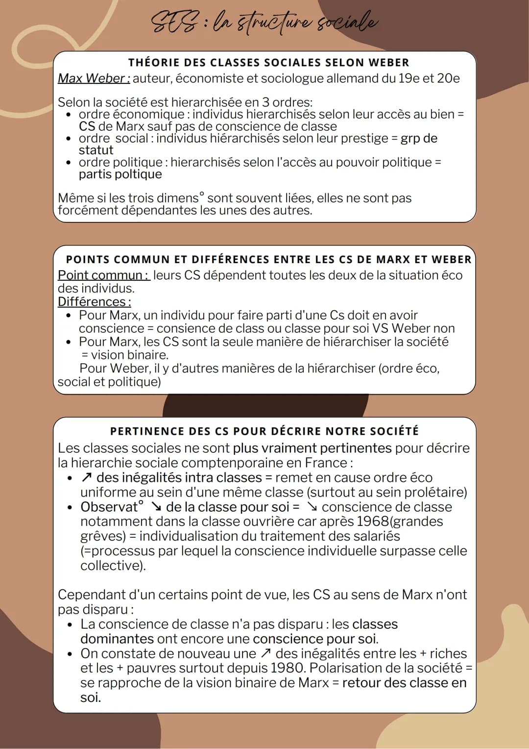 SES La structure sociale
La structure sociale: idée selon laquelle la société est organisé en
un ensemble de grp sociaux distincts et hiérar