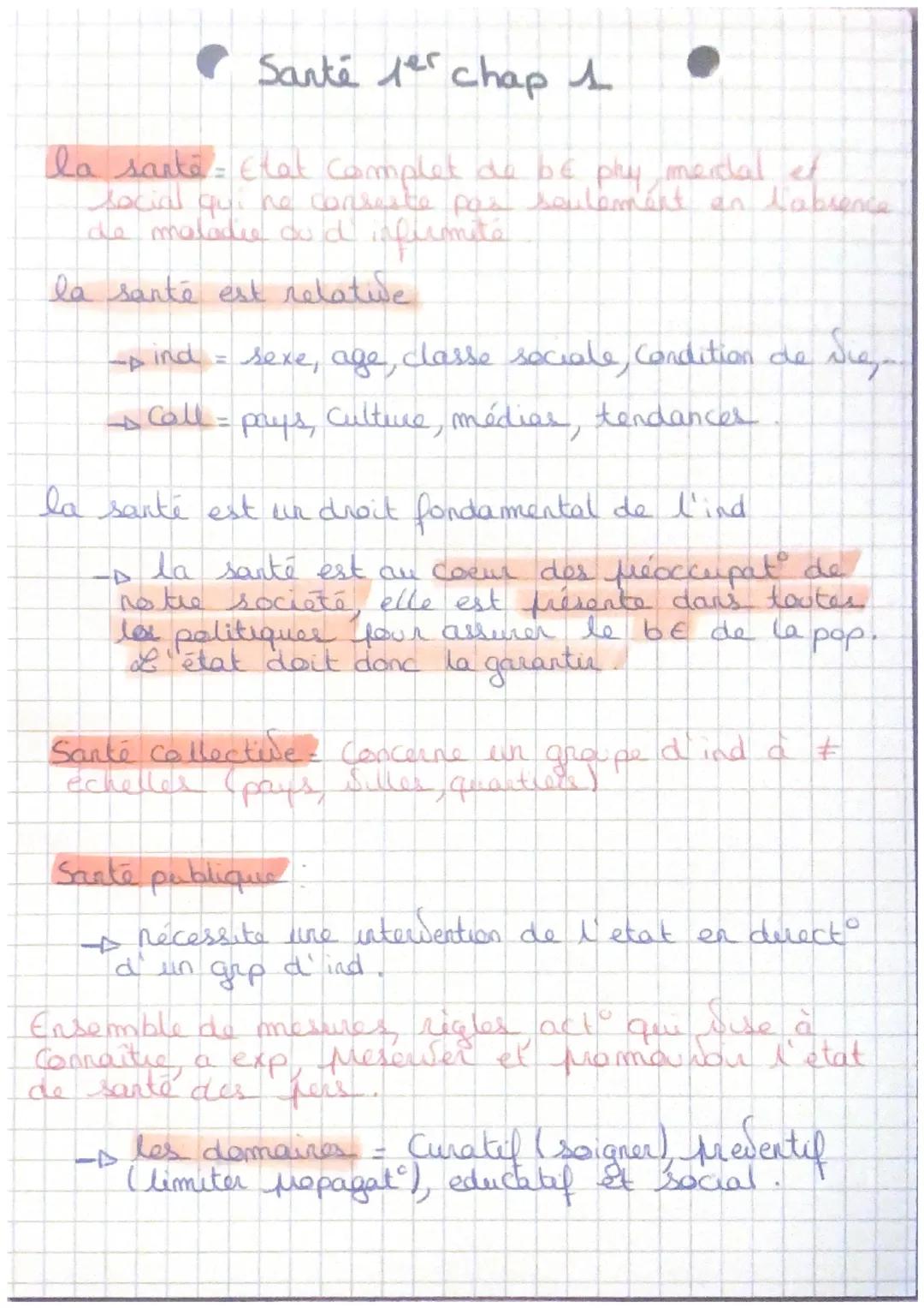 Sante ter chap s
la santé = Etat complet de bé phy medal et
social qui ne consente pas seulement en l'absence
de maladie cold infirmité
la s