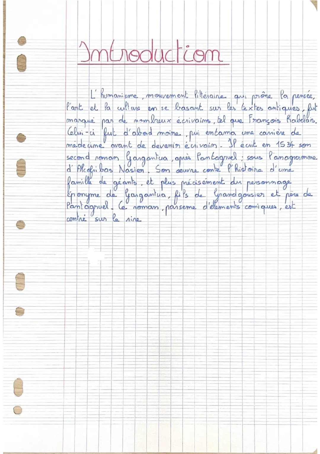 Gargantua de François Rabelais dissertation introduction, conclusion rédigés et plan détaillé 