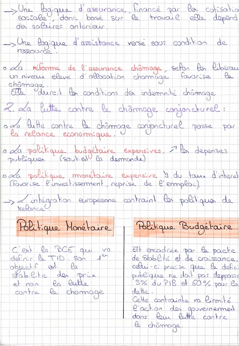 Economie
Les politiques de l'emploi
1. La lutte contre le châmmage structurel:
A. Les politiques actives:
O
Elles incitent le bénéficiaire à