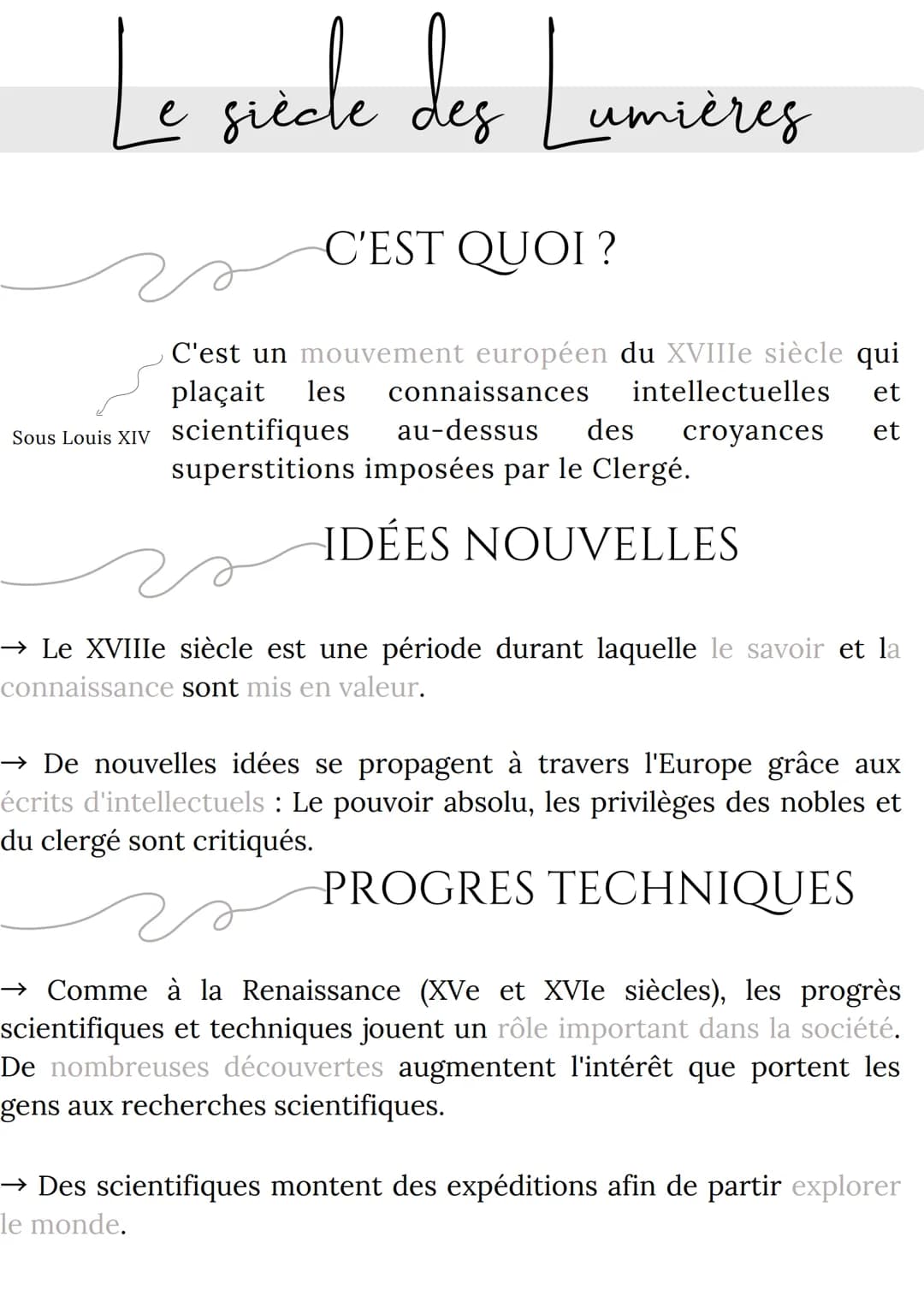 Le siècle des
Lumières
FRANÇAIS Le siecle des Lumières
C'EST QUOI ?
C'est un mouvement européen du XVIIIe siècle qui
plaçait les connaissanc
