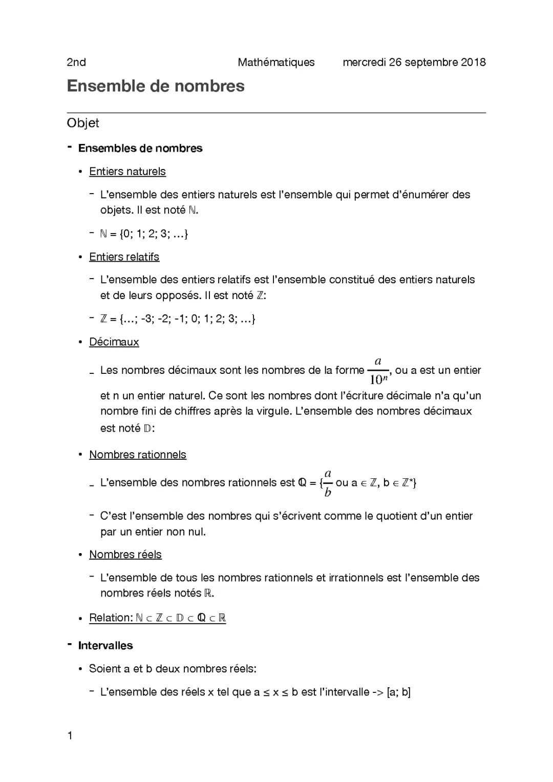 Ensemble de nombres