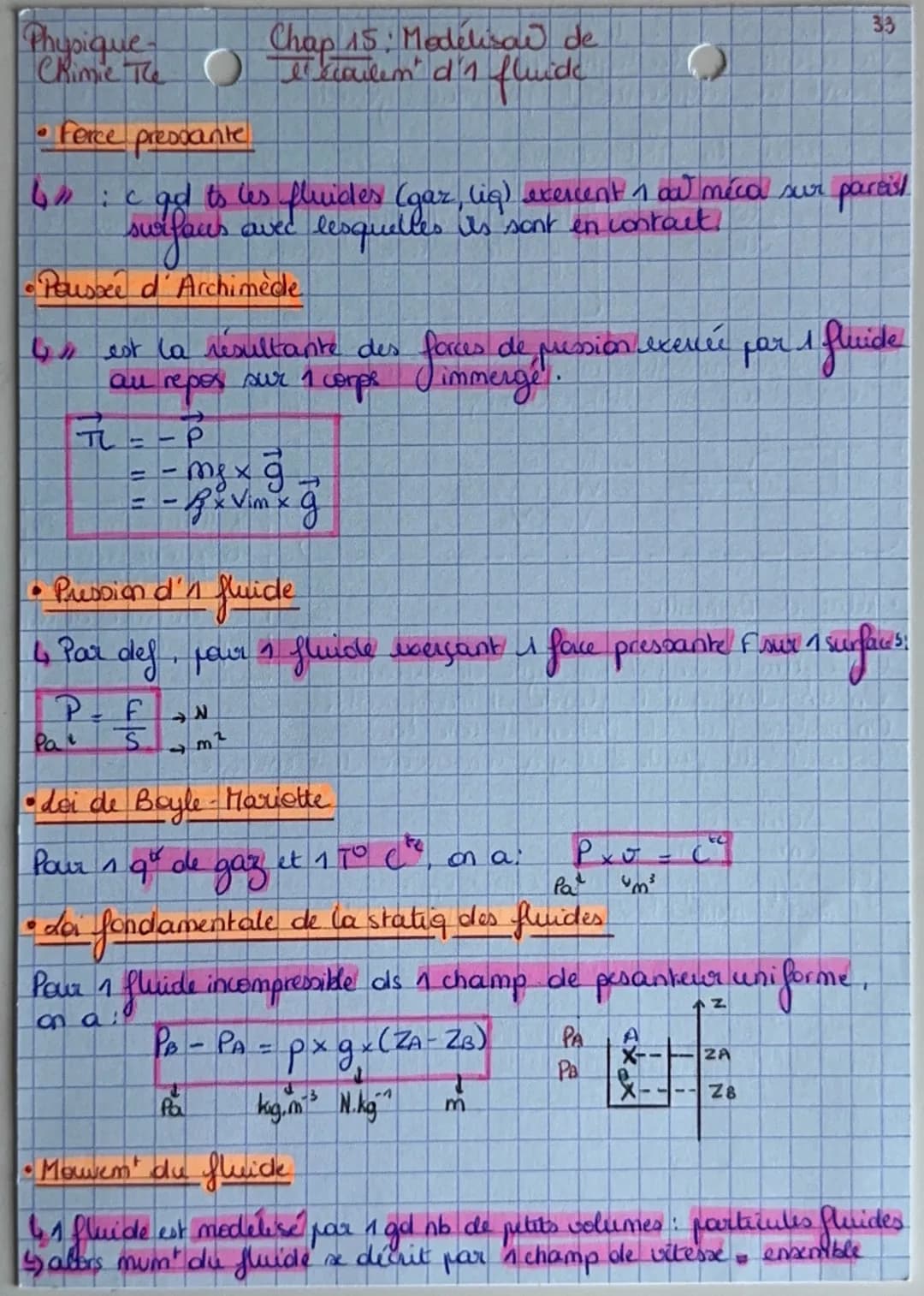 Physique chimie Tle chap 15 : modélisation de l’écoulement d’un fluide 
