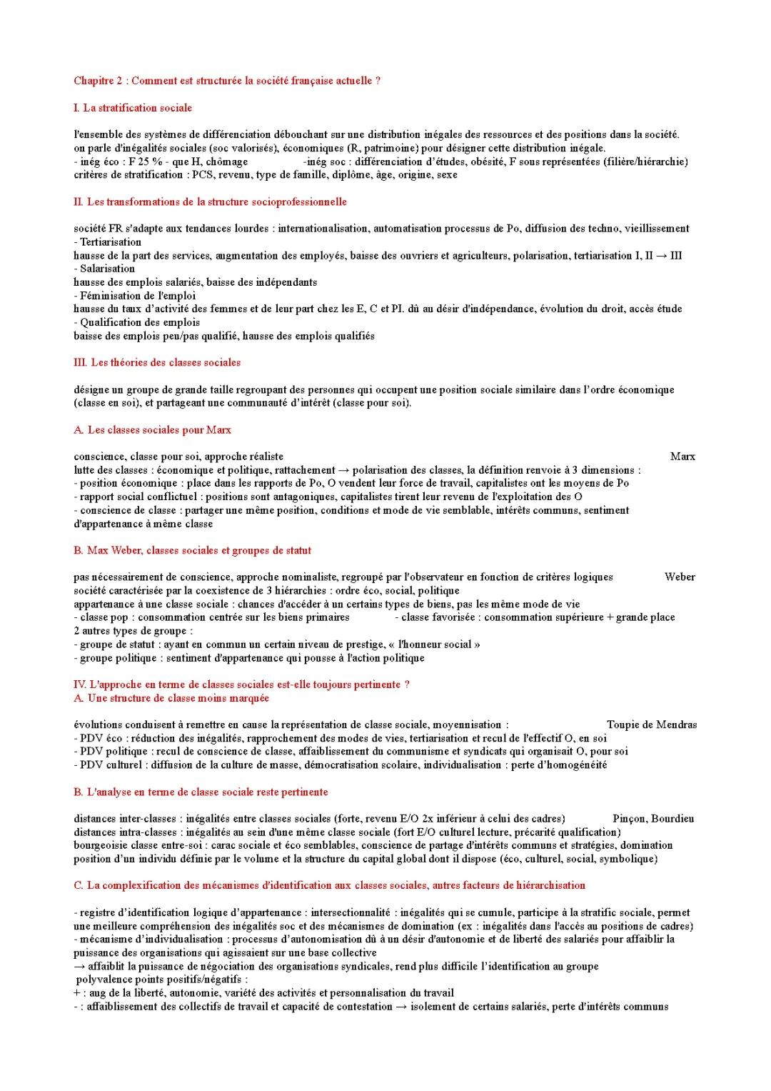 SES C2 Structuration de la société française actuelle 