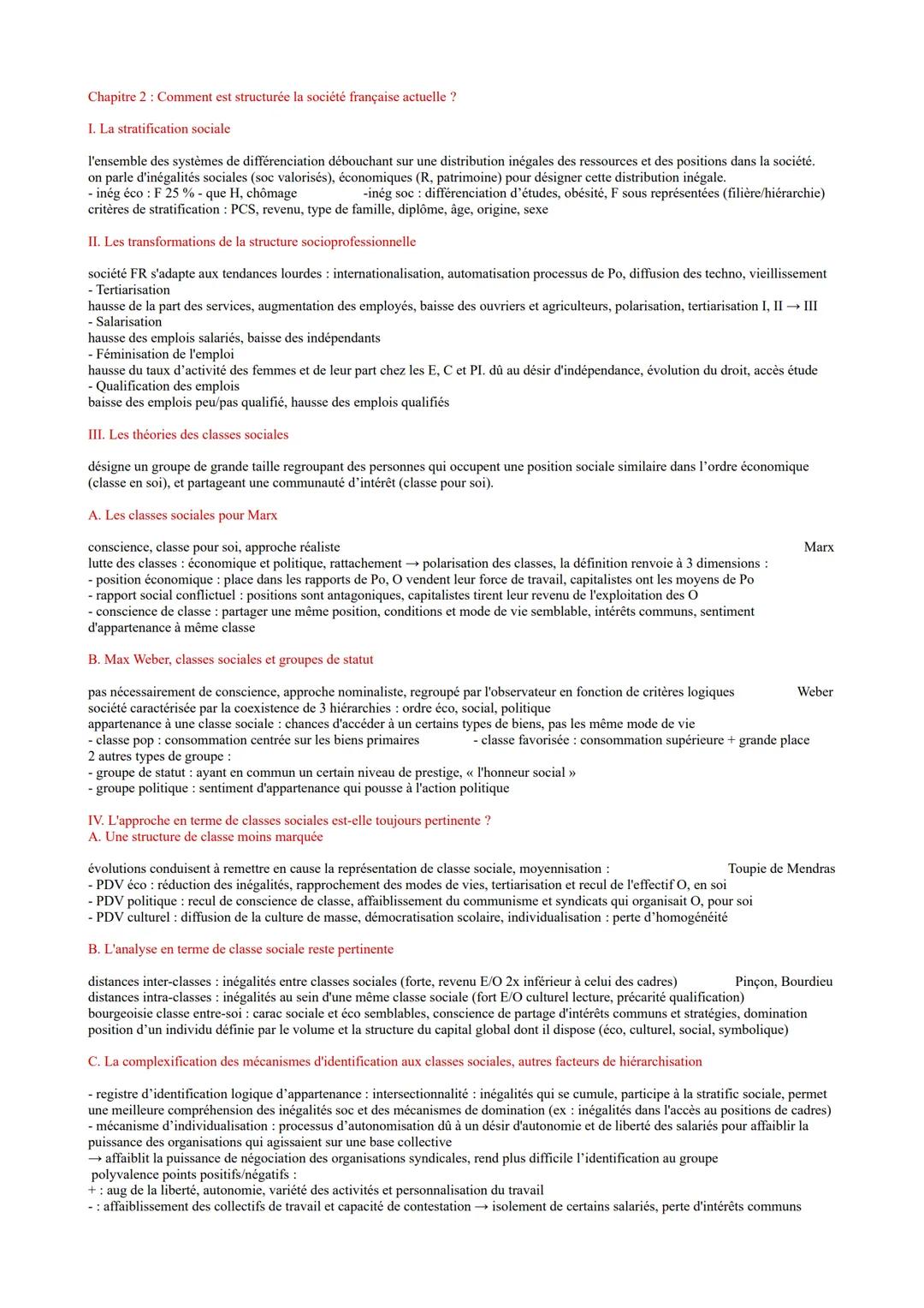 Chapitre 2 : Comment est structurée la société française actuelle ?
I. La stratification sociale
l'ensemble des systèmes de différenciation 