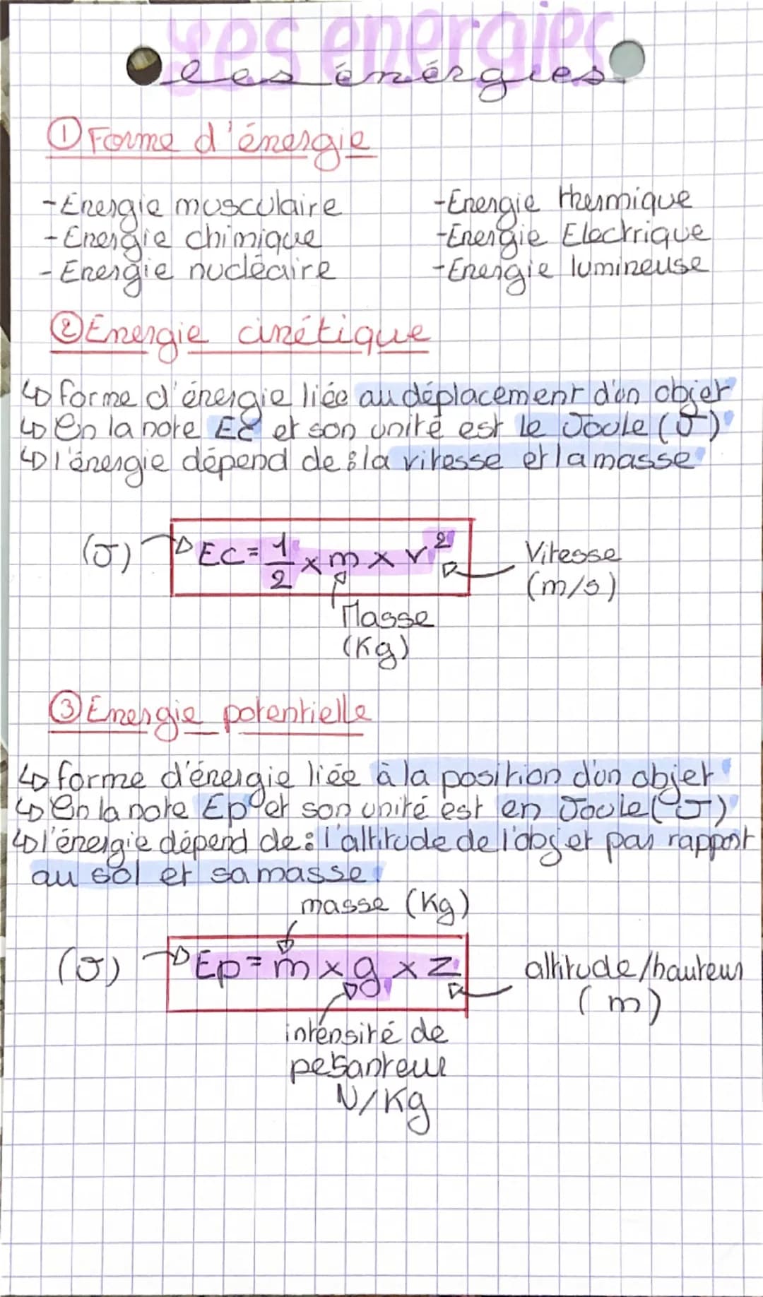 •ses energies
①Forme d'énergie
-Energie thermique
-Energie Electrique
-Energie lumineuse
-Energie musculaire
-Energie chimique
-Energie nucl