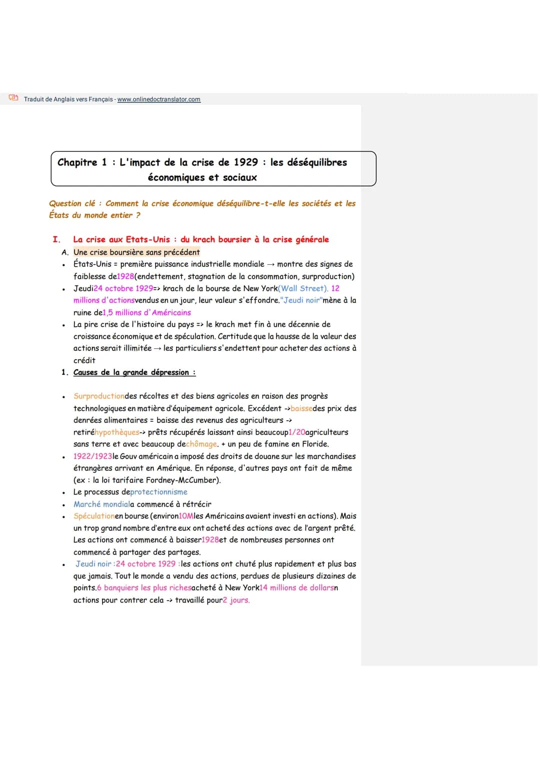 5
Traduit de Anglais vers Français - www.onlinedoctranslator.com
Chapitre 1 L'impact de la crise de 1929: les déséquilibres
économiques et s