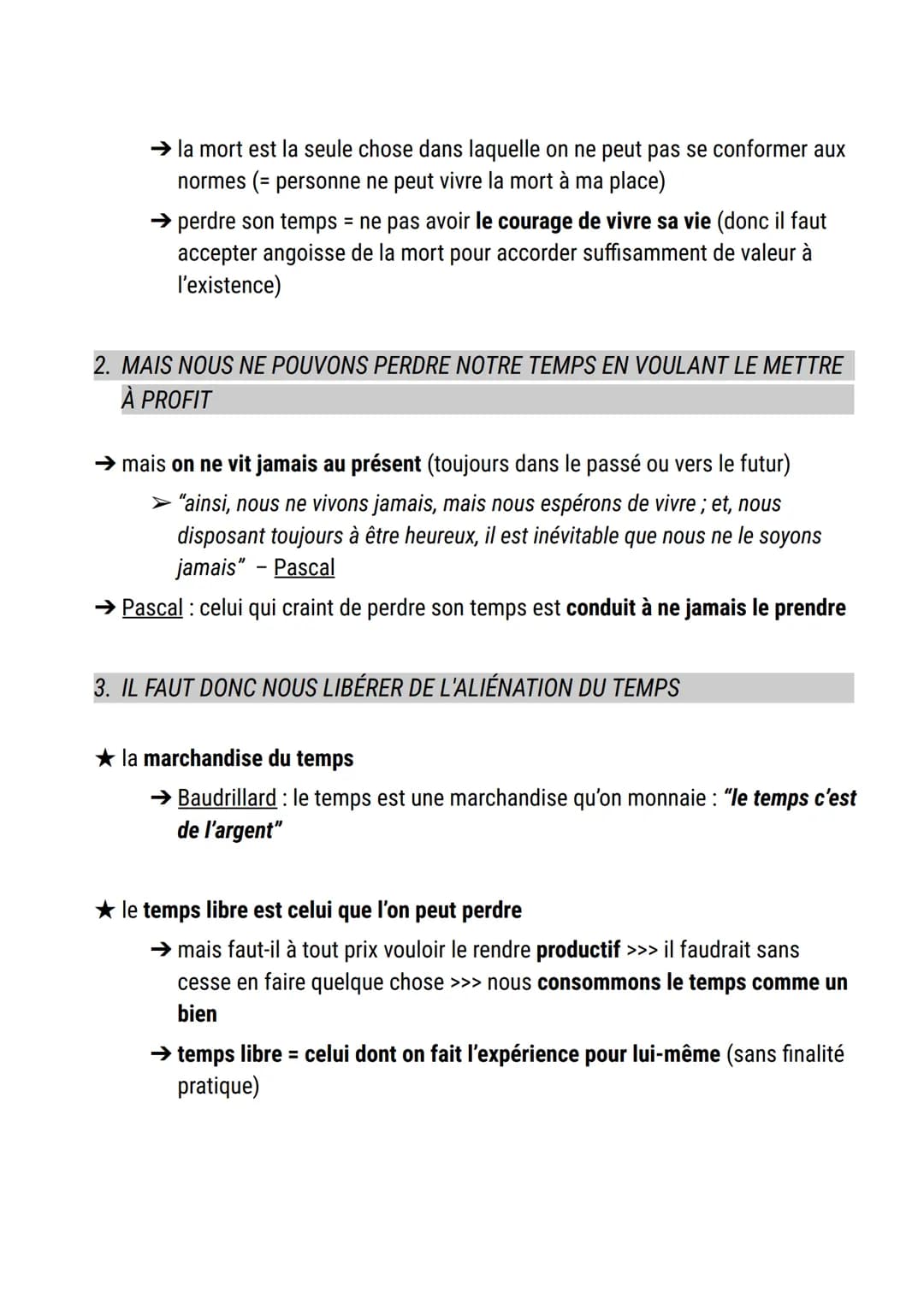Le temps
définition temps: milieu indéfini et homogène caractérisé par sa double nature:
1. la continuité : le temps est un flux ininterromp