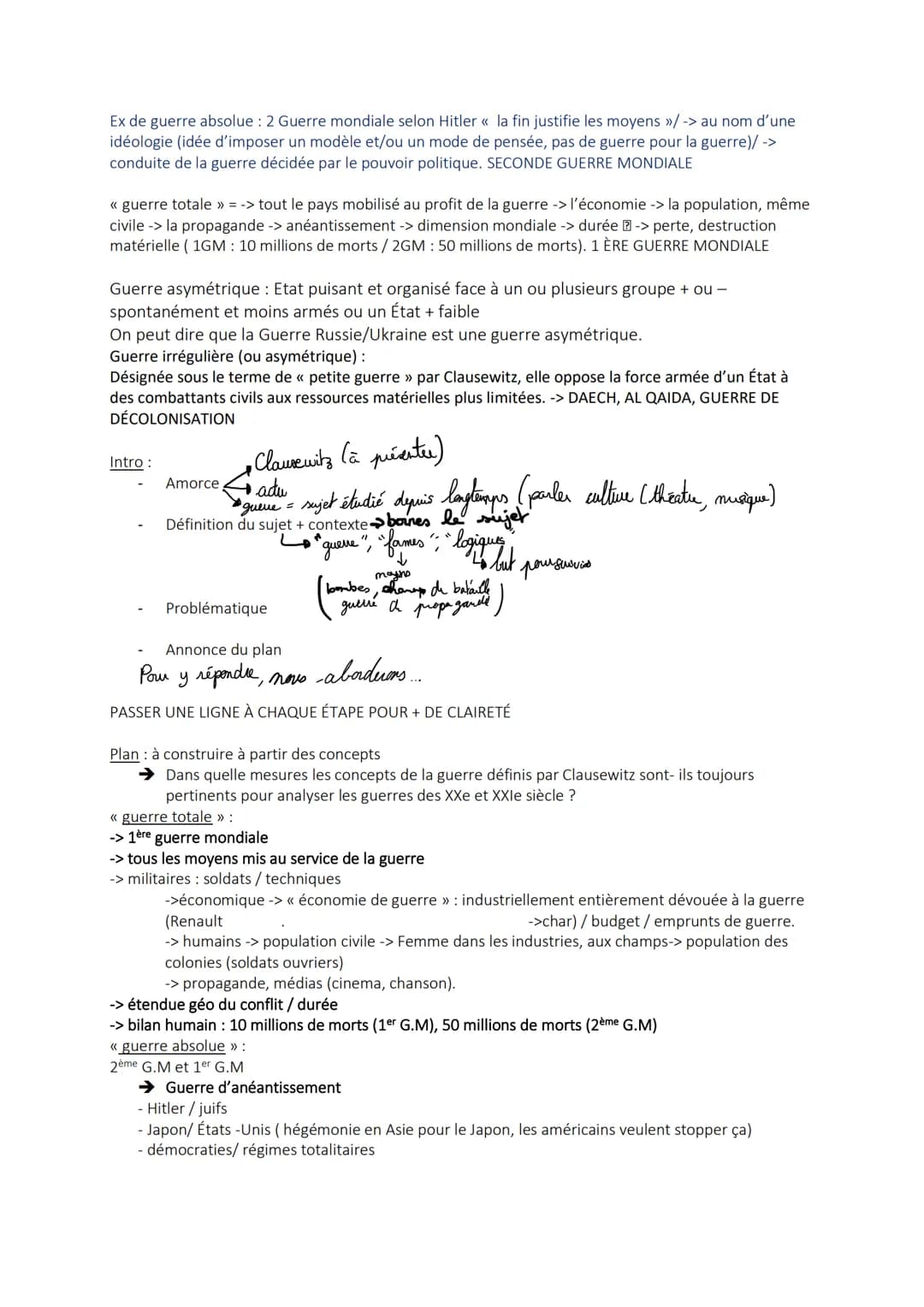 2 sujets de dissertation au choix
+ 1 sujet d'Etude de doc
10 POINTS CHAQUE EXERCICE
4 HEURES
1) Définir / Comprendre le sujet
Exemple de su