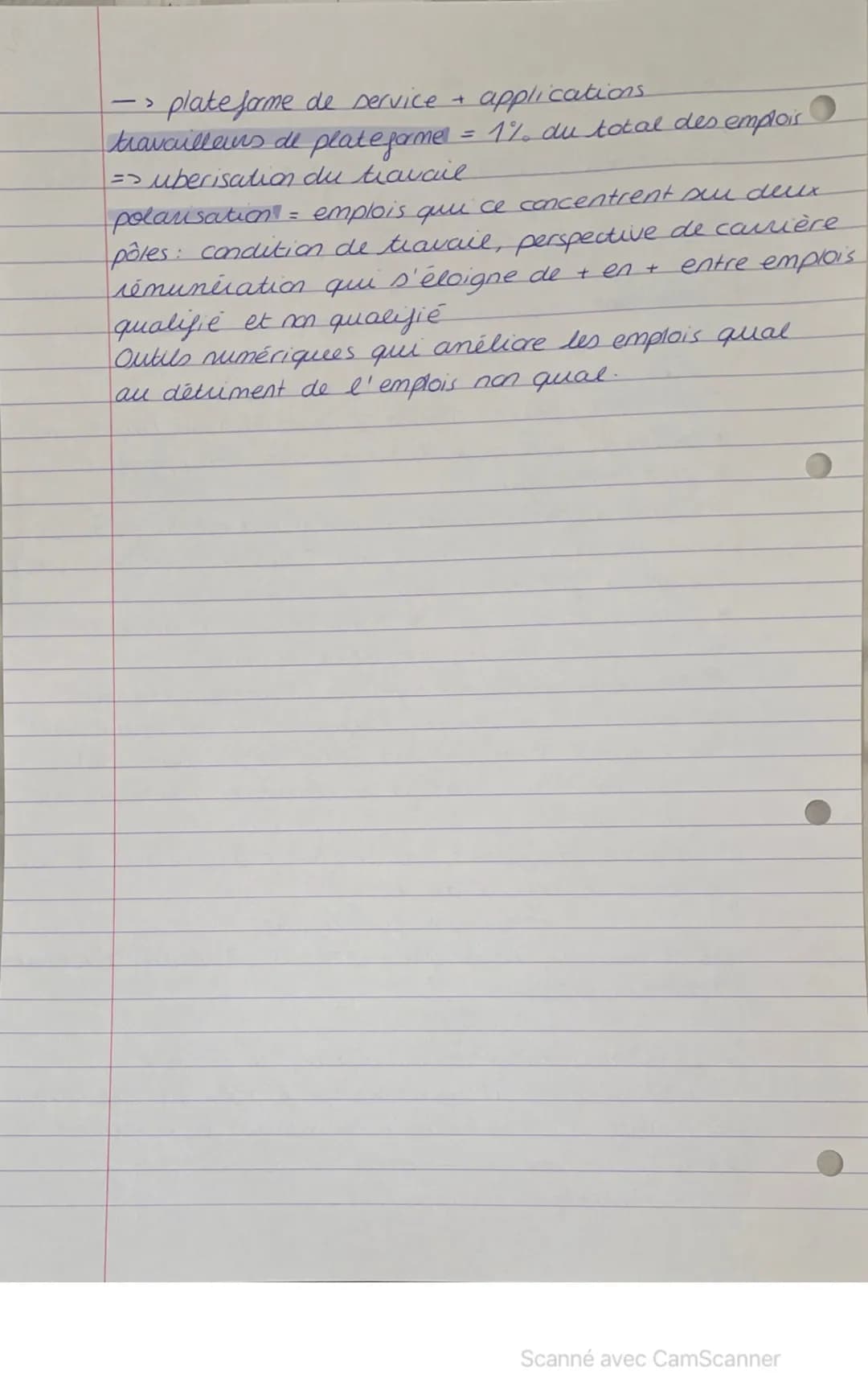 Chap 4:
Travailler & prod de B ets; activité productive
T
Emplois = travail rémunéré
un salarié à un rapport de subordination avec son emplo