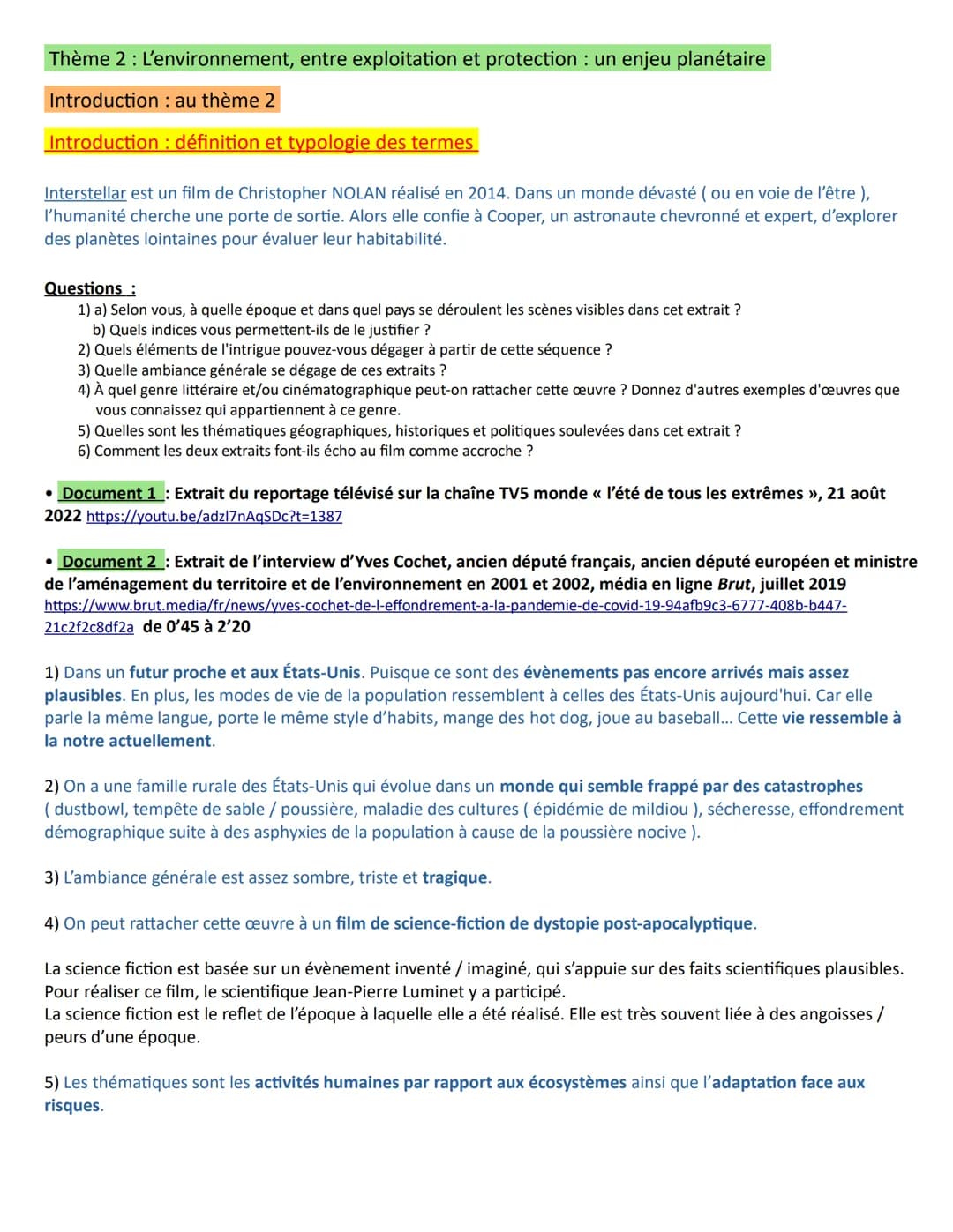 Thème 2 : L'environnement, entre exploitation et protection : un enjeu planétaire
Introduction : au thème 2
Introduction : définition et typ