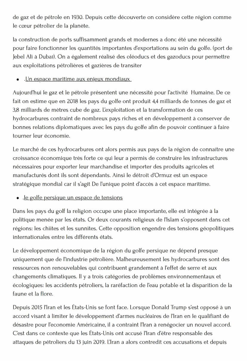 LE GOLFE ARABO PERSIQUE UN ESPACE STRATÉGIQUE
AU COEUR DES ENJEUX CONTEMPORAINS
• introduction: le golfe Arabo-Persique est une région strat