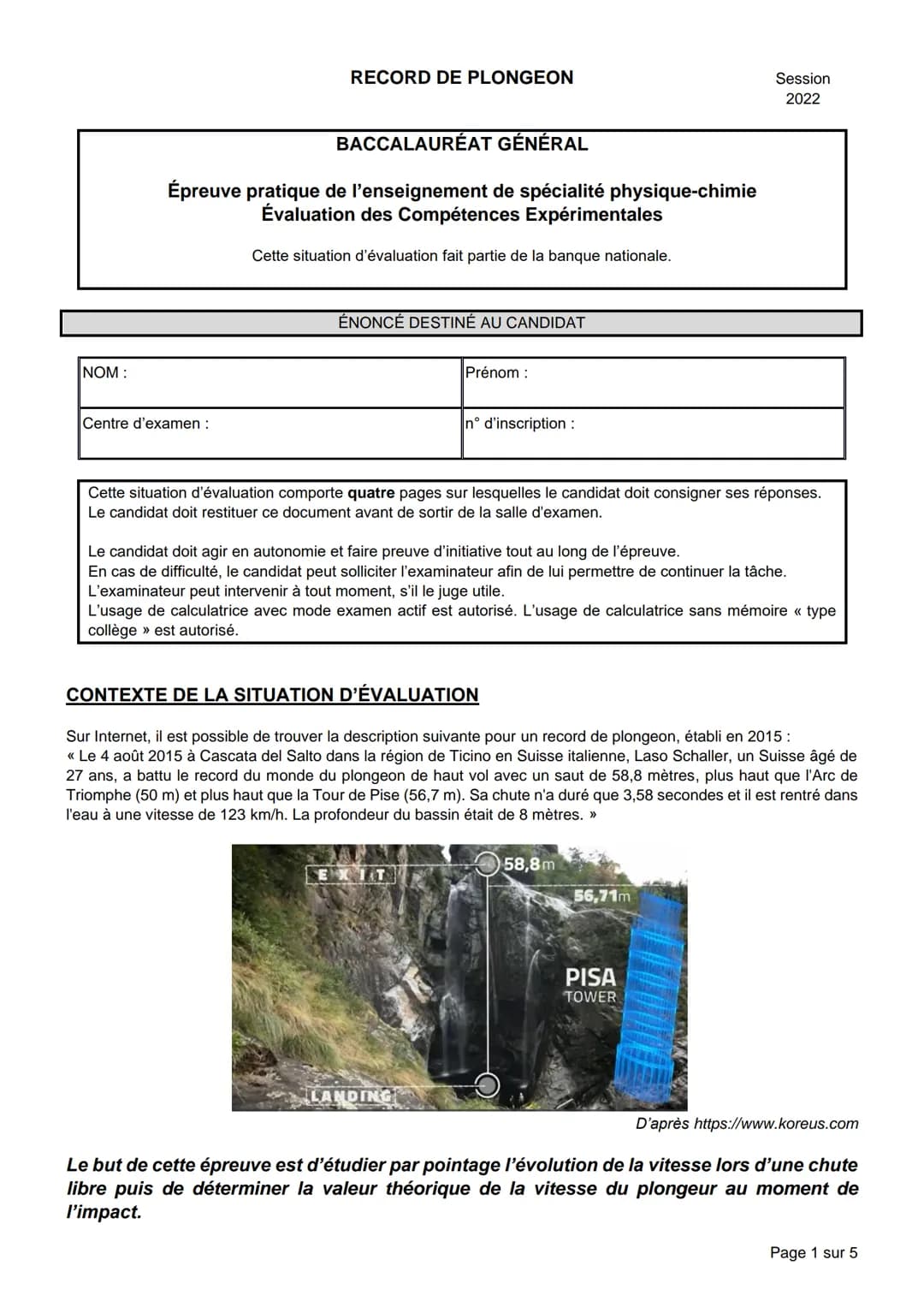 
<h2 id="recorddeplongeon">RECORD DE PLONGEON</h2>
<h3 id="baccalauratgnral">BACCALAURÉAT GÉNÉRAL</h3>
<h4 id="preuvepratiquedelenseignement