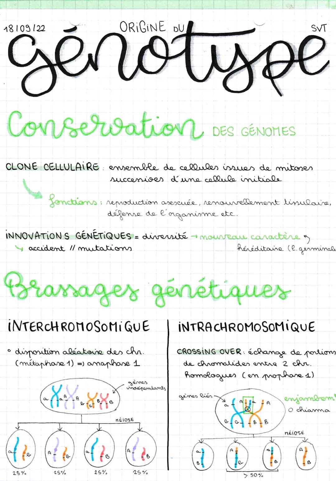 ORIGINE DU
génotype
18109122
Conservation
CLONE CELLULAIRE: ensemble de cellules issues de mitoses
successives d'une cellule initiale
foncti