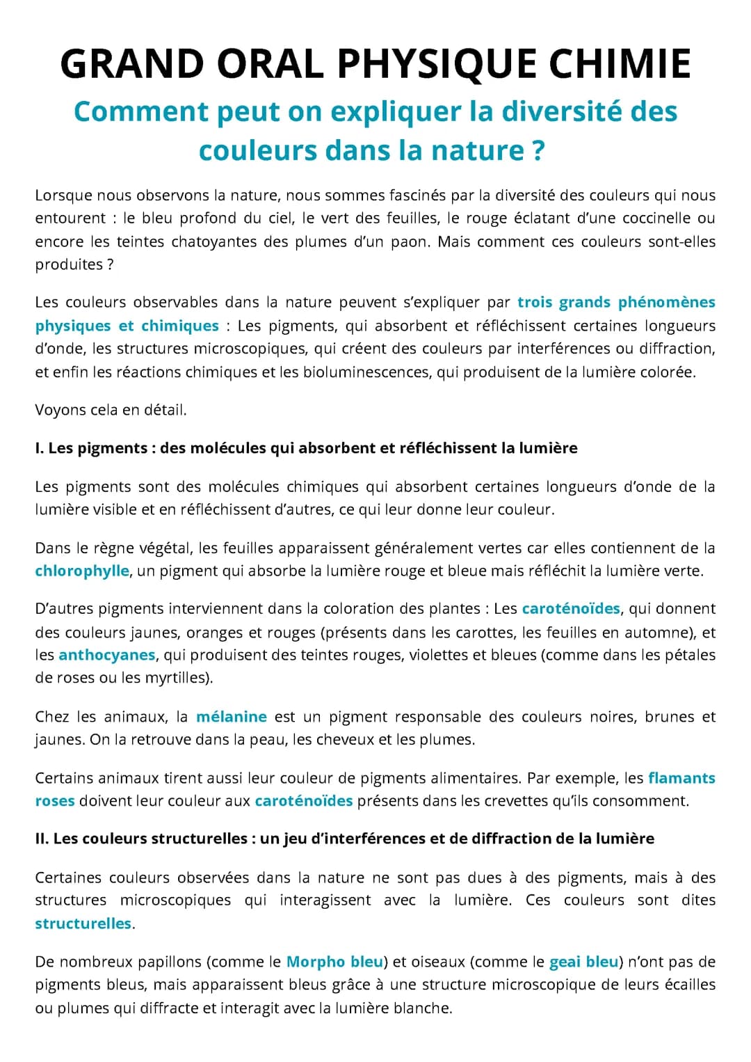 GRAND ORAL PHYSIQUE CHIMIE