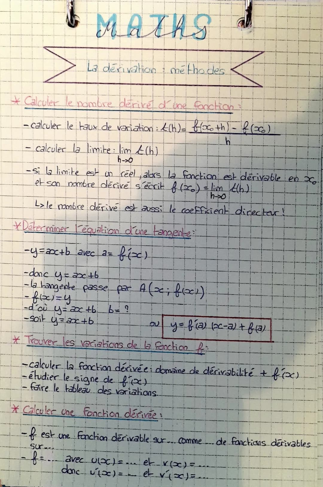 Dérivation et Tangentes : Exercices Corrigés 1ère Spé Maths