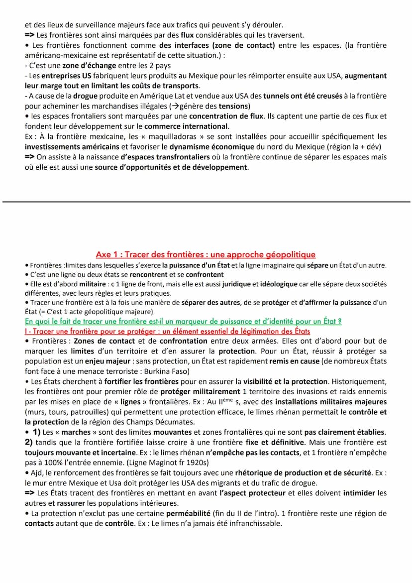 INTRO: Des frontière nombreuses et inégalement marquées
• Frontière : ligne imaginaire et conventionnelle séparant 2 territoires, en particu