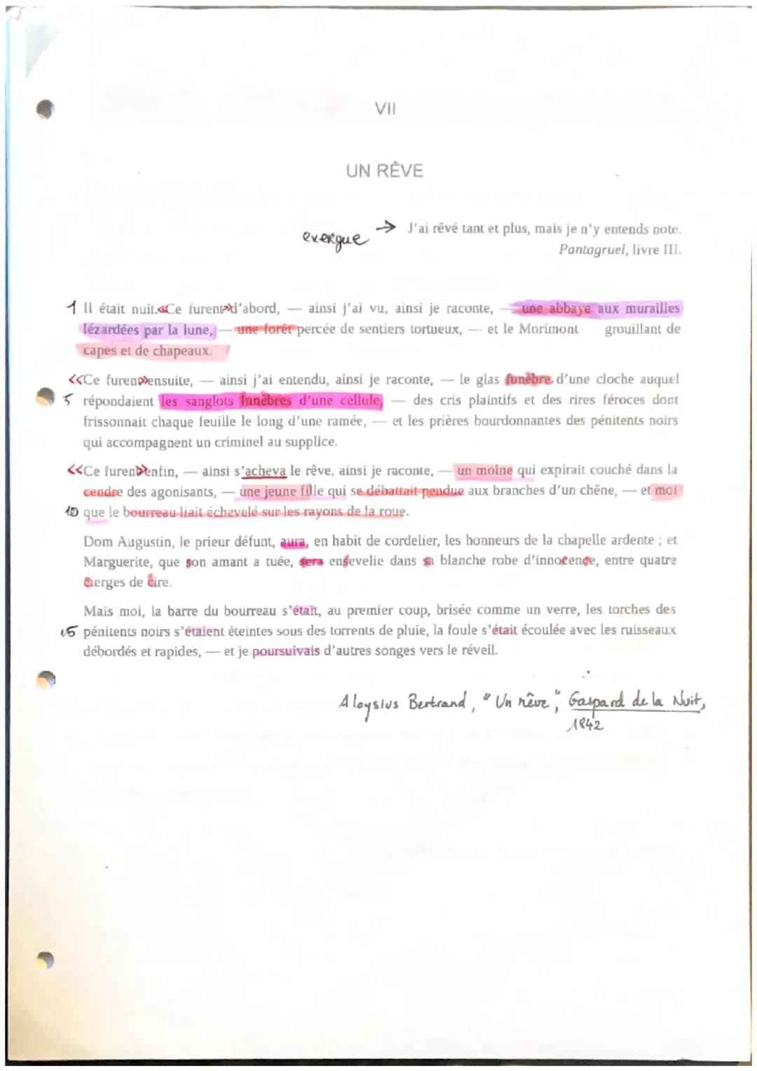 VII
UN RÊVE
exergue
→→J'ai rêvé tant et plus, mais je n'y entends note.
Pantagruel, livre III.
1 Il était nuit.Ce furent d'abord, - ainsi j'