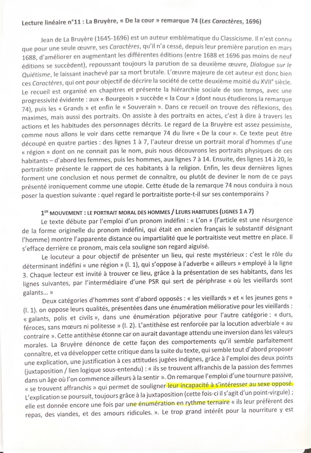 Lecture linéaire n°11: La Bruyère, « De la cour » remarque 74 (Les Caractères, 1696)
Jean de La Bruyère (1645-1696) est un auteur emblématiq